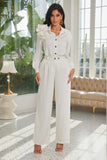 TOPS 9309 - Solid Color Matching Pants Set (BLANCO)