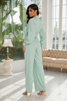 TOPS 9310 - Solid Color Matching Pants Set (VERDE)