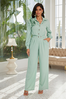 TOPS 9310 - Solid Color Matching Pants Set (VERDE)